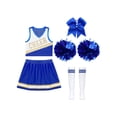 thumbnail image 3 of YiZYiF Ensemble de 5 Pcs pour Filles, Tenue de Cheerleading, Uniforme de Cheerleading Scolaire, Robe de Danse Musicale, Bleu 6, 3 of 5