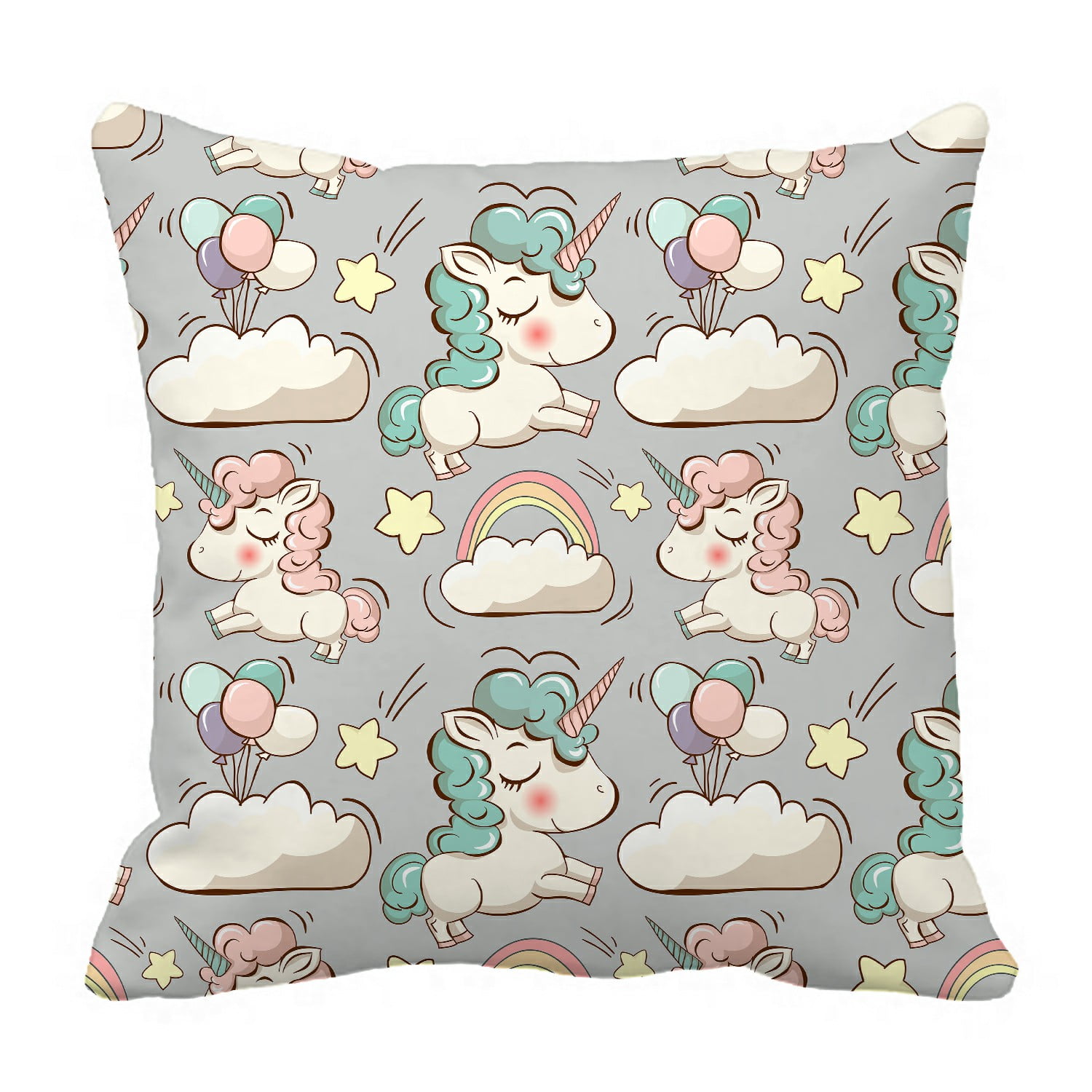 ABPHQTO Cute Unicorns Clouds Rainbow Stars Magic Pillow Case Pillow