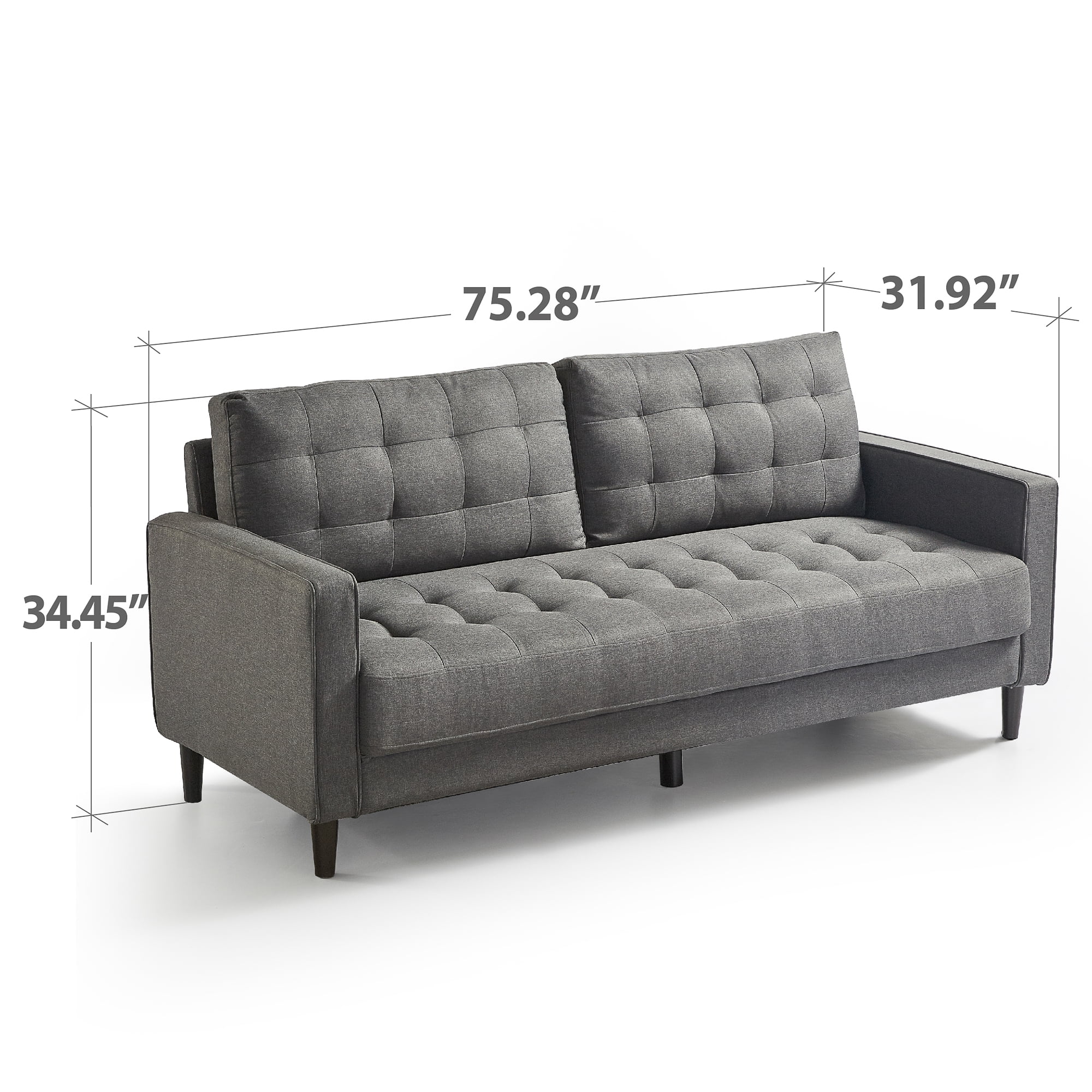 Zinus Benton 75" Sofa Couch, Dark Grey