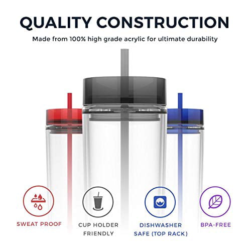 NWT Maars 16 Oz Acrylic Water Bottle Tumbler Cup W/ Straw 100% BPA