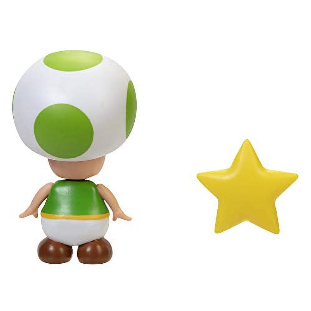 SUPER MARIO Action Figure 4 Inch Green Toad Collectible Toy with Star Accessory
