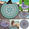 thumbnail image 6 of Spencer 55" Round Mandala Tapestry Indian Beach Throw Blanket Wall Hanging Art Bedspread Hippy Boho Tablecloth, Yoga-Picnic Sheet "Blue-2", 6 of 6