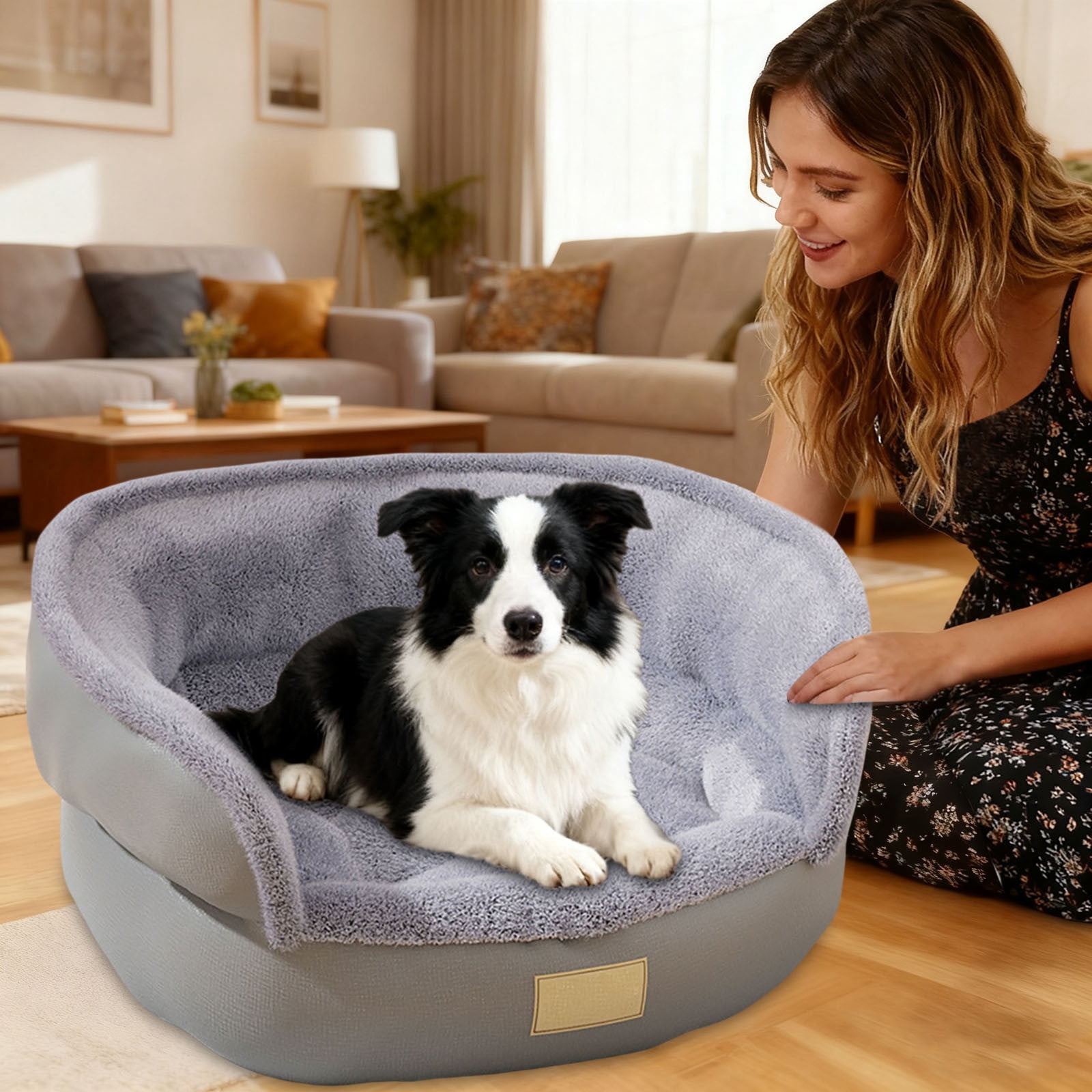 Self Warming Cat Bed for Indoor Cats, Round Washable Pet Bed for Puppy and Kitten with Slip-Resistant Bottom, 19.7 Inch Cozy Small Dog Bed for Pets