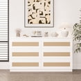 thumbnail image 6 of Rattan Dresser for Bedroom, 6 Drawer Double Dresser with Anti-Tip Kit, Wood Storage Wide Chest of Drawers for Kids Room, 6 of 7