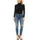thumbnail image 2 of INSPIRAR CHIC Blusa de Mujer de Manga Larga Cuello Mock Turtleneck de Terciopelo Elástico 3XL Negra, 2 of 6