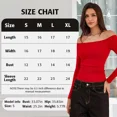 thumbnail image 3 of ANFERRY Women Padded Off Shoudler Tops Long Sleeve Side Ruched Basic Going Out Shirts, 3 of 8