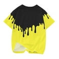 thumbnail image 4 of Lilgiuy Little Boys Girls Patchwork T Shirt Children Short-Sleeve Crew Neck Top Summer T Shirt for Workout Sport Athletic(Yellow,4-5 Years), 4 of 4
