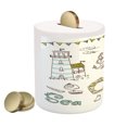 thumbnail image 2 of Nautical Piggy Bank, Marine Elements Fish Lighthouse Anchor Vessel Swimsuit Gulls Life Print, Ceramic Coin Bank Money Box for Cash Saving, 3.6" X 3.2", Pale Green Yellow, by Ambesonne, 2 of 4