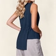 thumbnail image 4 of Ashirexll Summer Tops for Women Women Round Neck Sleeveless Waist Asymmetrical Hem Solid Color Casual Blouse Top, 4 of 7
