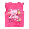 thumbnail image 3 of HILEELANG Toddler Girls' Short Sleeve Tee Shirt Cotton Casual Crewneck Cat Rabbit Bee Graphic Tops T-Shirts Pink Yellow Green 3 Packs Sets 4T, 3 of 4