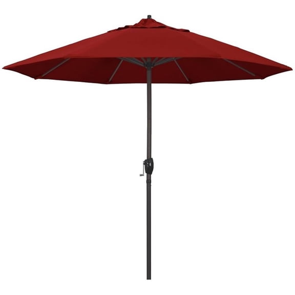 California Umbrella 9' Casa Sunbrella Tilt Crank Lift Patio Umbrella in Red