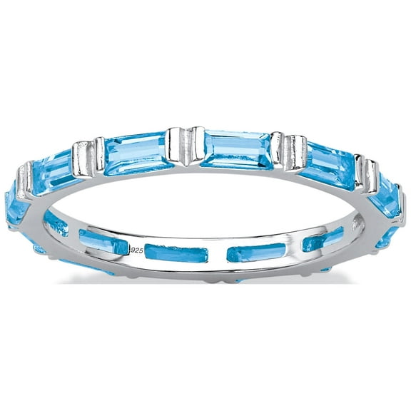 PalmBeach Jewelry Simulated Birthstone Eternity Band in Silver or Gold-Plated Eternity Ring