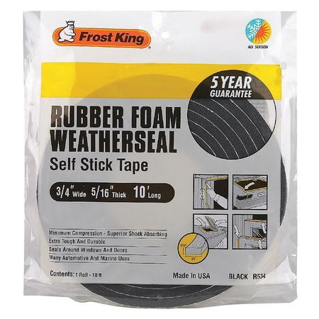 FROST KING Spnge Rubber Foam Tape,3/4Inx10 ft,8 mi R534H