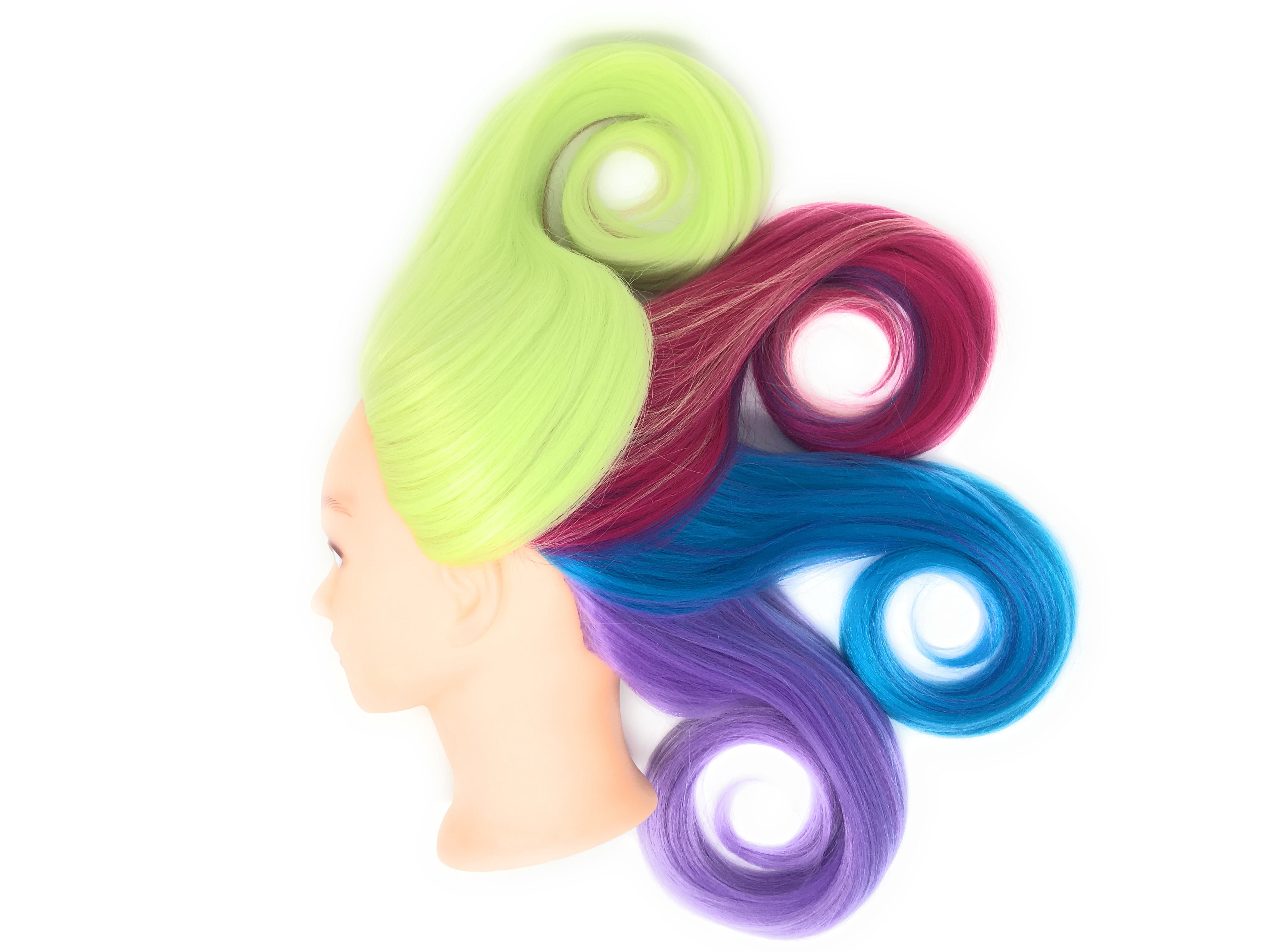 Mannequin Head 26" Yaki Synthetic Fiber Manikin Head Hairdresser Styling Training Head Training Model Cosmetology Doll Head Hair for Practice Cutting with Free Clamp Stand Color Green/Purple/Pink