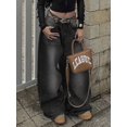 thumbnail image 2 of Dark Grey Wide-Leg High-Rise Loose Fit Denim Jeans For Women, 2 of 28