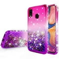 thumbnail image 2 of Galaxy Note 10 Plus Case Cover w/ Screen Protector Liquid Glitter Shock Proof Bling Waterfall Diamond Bumper for Girls Women Case for Samsung Galaxy Note 10 Plus - Pink/Purple, 2 of 5