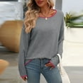 thumbnail image 3 of UTSJKR Women's Fall Sweaters Long Sleeve Sweaters 2024 Fashion Clothing Color Block Crew Neck Tunic Pullover Tops Casual Loose Fit Lightweight Oversized Blouses Gray S, 3 of 5