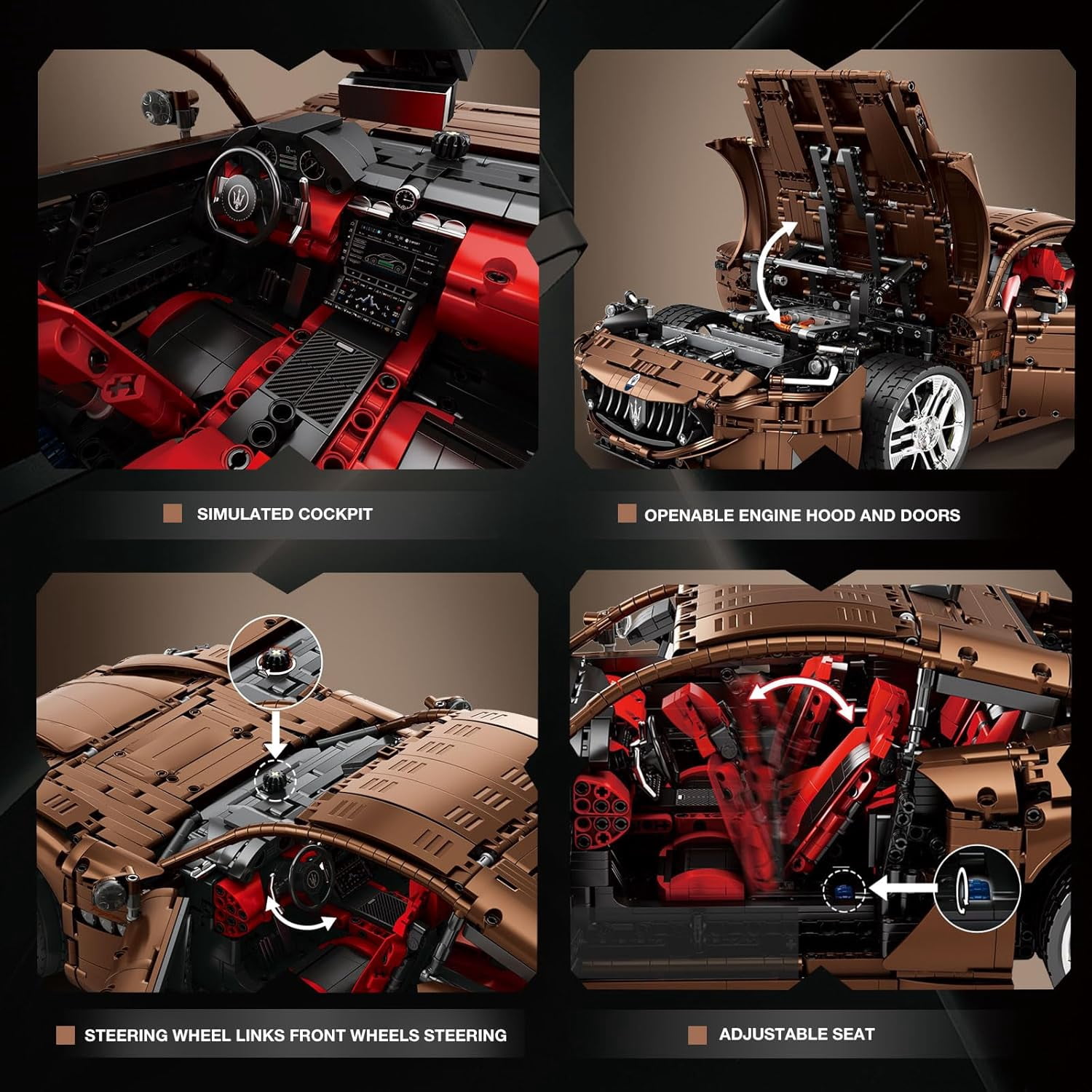 Technic Sports Car Building Blocks Set for Adults, Remote Control 1:8 Racing Car Vehicle Toy Model Building Kit for Adult, 11009