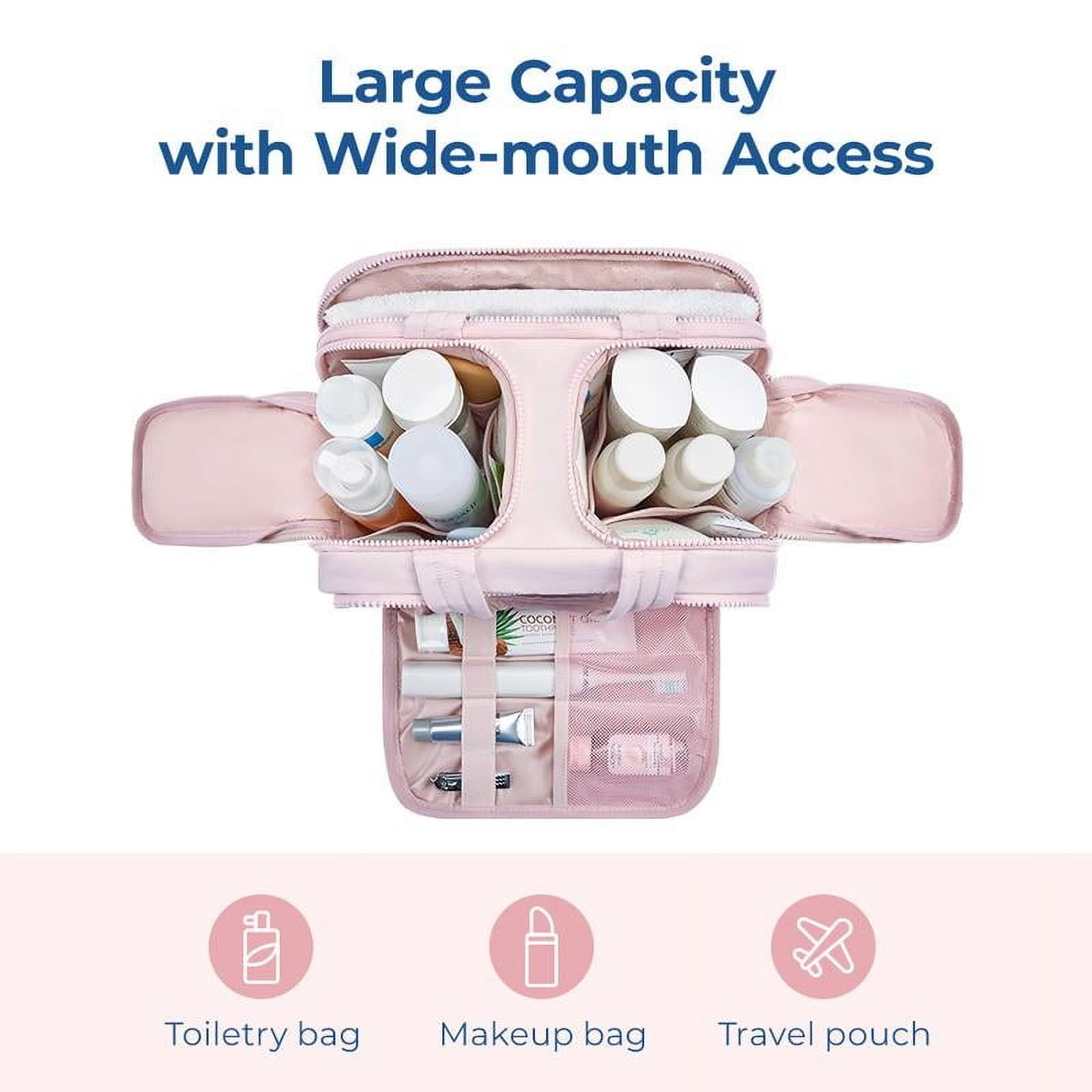 BAGSMART Zora Spacesaver 4-in-1 Puffy Multi-Functional Toiletry Bag for Women – Large Capacity Travel Organizer with 4 Compartments Outdoorfun Makeup Pouch FallFreshness