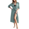 thumbnail image 1 of KOMOO Women Bikini Cover-Ups Dress Belt Lapel Button Long Smock Robes Loose Beach Cardigan Cover-Up, 1 of 10