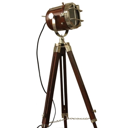 collectiblesBuy Vintage Searchlight Marine Nautical Look Spotlight Retro Brown Wooden Tripod Searchlight