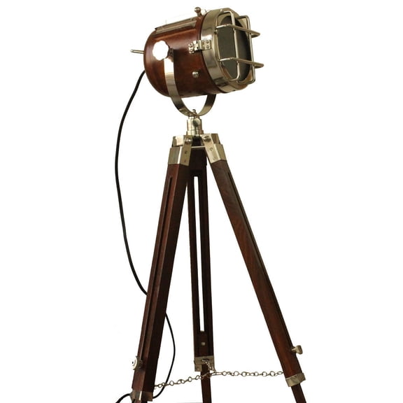 collectiblesBuy Vintage Searchlight Marine Nautical Look Spotlight Retro Brown Wooden Tripod Searchlight