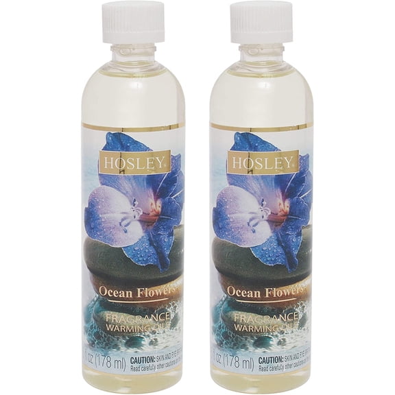 Hosley Set of 2, 5 oz. Ocean Flowers Highly Scented Warming Oils