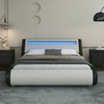 Sha Cerlin King Size WaveLike Curve PU Leather Platform Bed Frame with