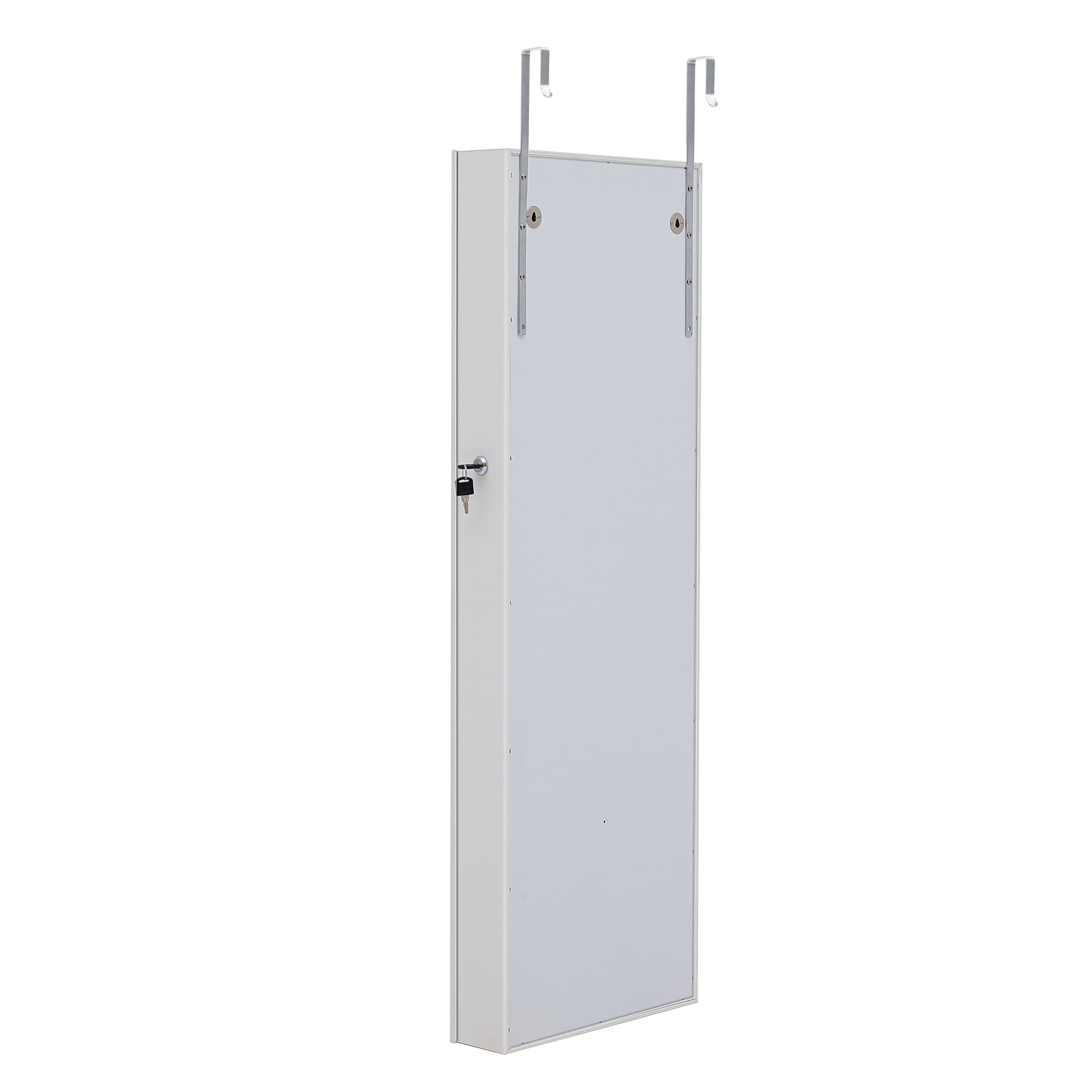Resenkos LED Light Mirrored Jewelry Cabinet with Storage Drawer, Door/Wall Jewelry Armoire White Resenkos LED Light Mirrored Jewelry Cabinet with Storage Drawer, Door/Wall Jewelry Armoire White