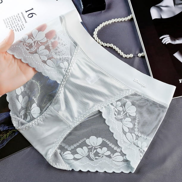 Braguitas de satén ligeras de lujo con encaje de cintura alta para teñir el vientre, bragas de mujer de algodón puro que levantan la cadera, bragas de malla sexy de talla grande