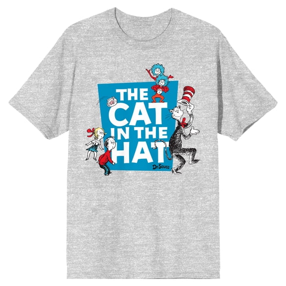 The Cat In The Hat Title Artwork Men's Athletic Heather Short Sleeve Tee - Medium