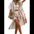 thumbnail image 3 of Bohemio Floral de Corta para Mujer, Talla Grande, con Abertura Frontal, Conjunto de 2 Piezas para Verano Rojo Albaricoque S, 3 of 8