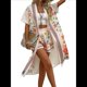 thumbnail image 3 of Bohemio Floral de Corta para Mujer, Talla Grande, con Abertura Frontal, Conjunto de 2 Piezas para Verano Rojo Albaricoque XXL, 3 of 8