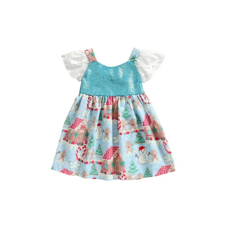 

Binpure Toddler Girl s Christmas Patterns Ruffle Sequin Short Sleeve Casual Dress