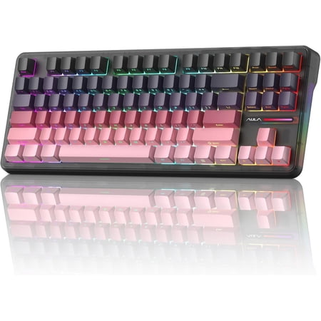 Aula F87 Gaming Keyboard, Tri-Mode BT5.0/2.4GHz/-C Hot-Swappable Mechanical Keyboard, Gasket Mount, 8000mAh, for / Gamer & Typists(LEOBOG Gray V4)