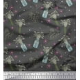 thumbnail image 1 of Soimoi Gray Georgette Viscose Fabric Bottle vase & clematis Floral Print Sewing Fabric Yard 42 Inch Wide, 1 of 3