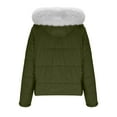thumbnail image 5 of Uaswgudfs Women's Puffer Jacket with Removable Faux Fur Hood, Long Sleeve Fleece-Lined Winter Coat with Pockets - Casual Outerwear Green L, 5 of 9