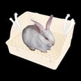 thumbnail image 1 of Arenero para conejos, inodoro para mascotas con rejilla, bandeja rectangular de esquina para jaula para animales pequeños, hurones, hámsteres y Beige, 1 of 10