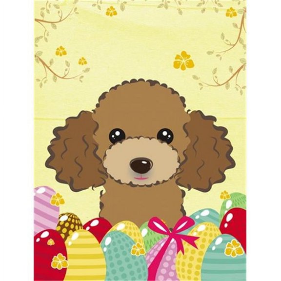 Chocolate Brown Poodle Easter Egg Hunt Flag Canvas House Size BB1938CHF