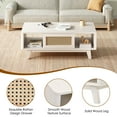 thumbnail image 6 of Wooden Coffee Tables, Coffee Table, Mid Century Living Room Tables with Storage, Modern Square with Rattan Drawer, Wooden Living Room Table with Solid Wood Leg, White Coffee Tables, 6 of 6