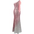 thumbnail image 2 of Angel Fashions Robe de Bal Sirène à Paillettes Dégradées avec Ruban Asymétrique pour Femmes, 2 of 7
