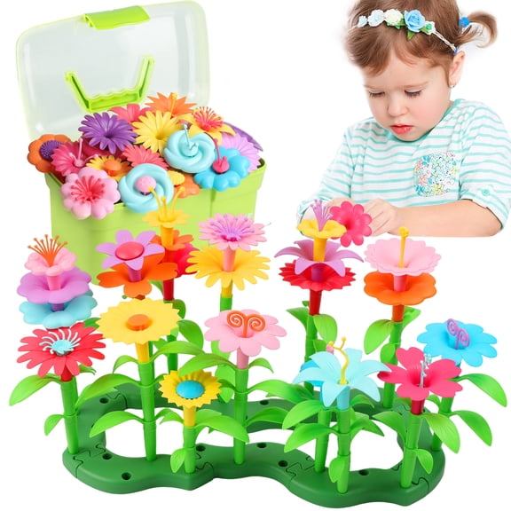 Flower Toys for Girls 3-6 Years ,Flower Garden Building Toys Educational Activity STEM Toys,Gifts for Girls age 3 4 5 6(130 PCS)
