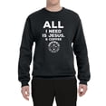 thumbnail image 2 of Wild Bobby, All I Need is Jesus & Coffee Inspirational/Christian Unisex Crewneck Graphic Sweatshirt, Black, Small, 2 of 6