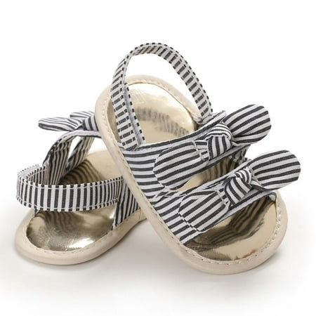 Pejock Baby Girls  Boys  Sandals Comfort Outdoor Casual Beach Shoes Baby Girls Sandals Stripe Solid Color Summer Flat Shoes Infant First Walkers  0-15Months