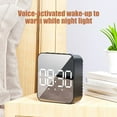 thumbnail image 4 of XYRSRUW Multifunctional Intelligent Digital Mirror Clock, Sleek LED Alarm Clock with Temperature Display, Stylish Electronic Desk Timepiece, Voice-Activated Night Light Clock for Home Décor(Black), 4 of 8