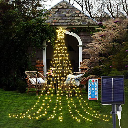 Outdoor LED Solar Lights Waterfall String Fairy Icicle Lights Party Garden Decor