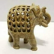 Soapstone Hand Carved Elephant Decorative Figurine Statue Baby Inside