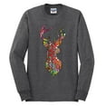 thumbnail image 2 of Trippy Colorful Buck Head Rainbow Hunting Deer Mosaic Animal Lover Mens Long Sleeve Shirt, Heather Black, Large, 2 of 3