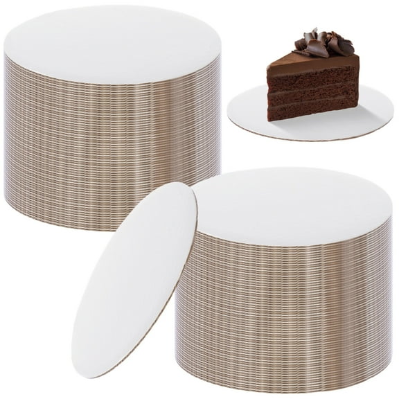 100 PCS 5 in Round Cake Boards, 2 mm Thick Edge White Corrugated Cake Boards, Circle Cardboard, Grease Proof Cake Base Tray, Mini Cake Boards for Desserts, Wedding, Birthday