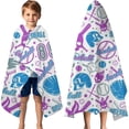 thumbnail image 3 of Colorful Baseball Icons Pattern Hooded Bath Towel，60"x35" for Ages 3 To 12 Kids, Quick Dry Lightweight Soft Microfiber Hood Beach Towel Cover Up for Kids, 3 of 7